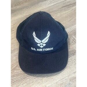 Vintage Air Force Dad Trucker Velcro Navy Blue USAF Hat